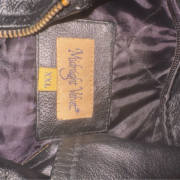 Men’s Midnight Velvet Vintage Black Men’s Leather Jacket Size XXL Zip Up Pockets - Picture 9 of 12